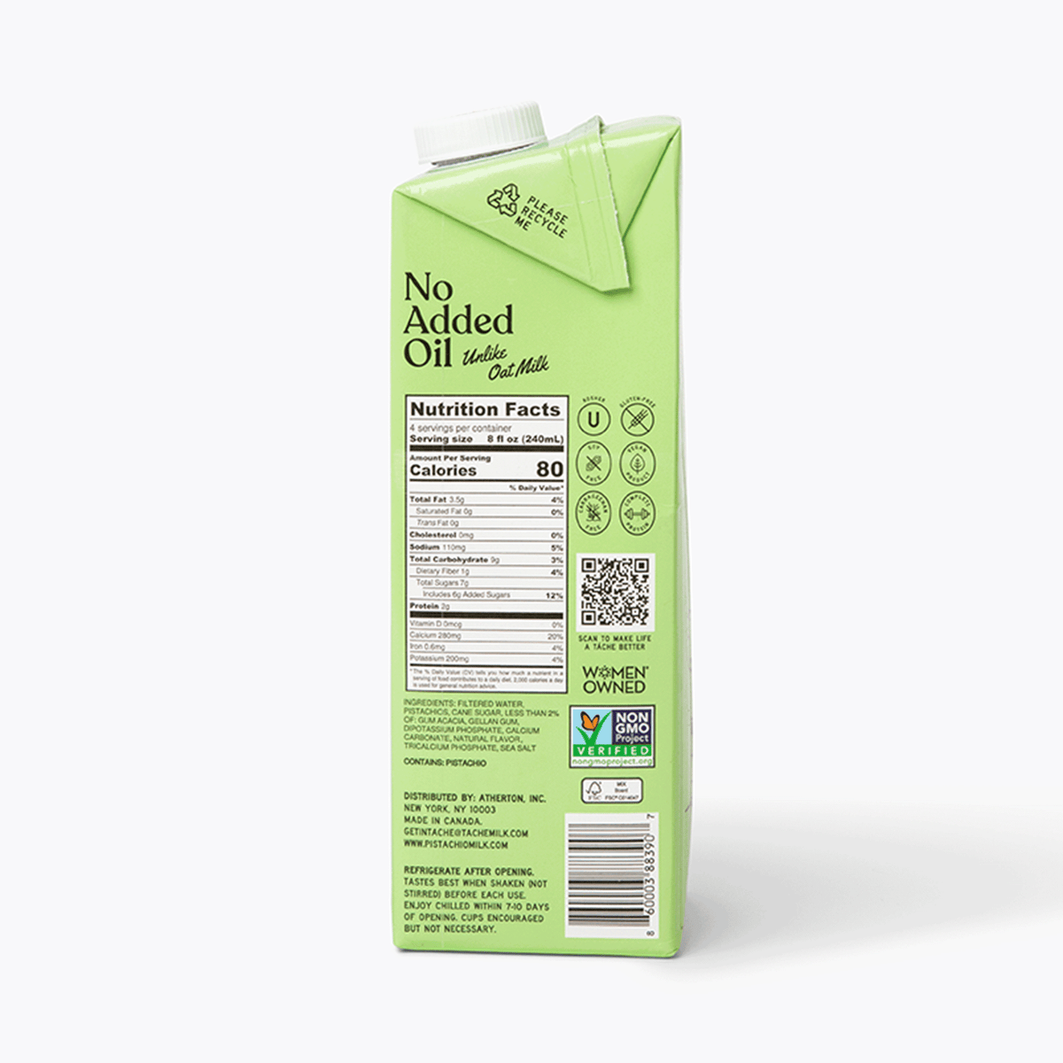 Tache Barista Edition Pistachio Nut Milk - 4 cases of 6, 32oz cartons (24 total)
