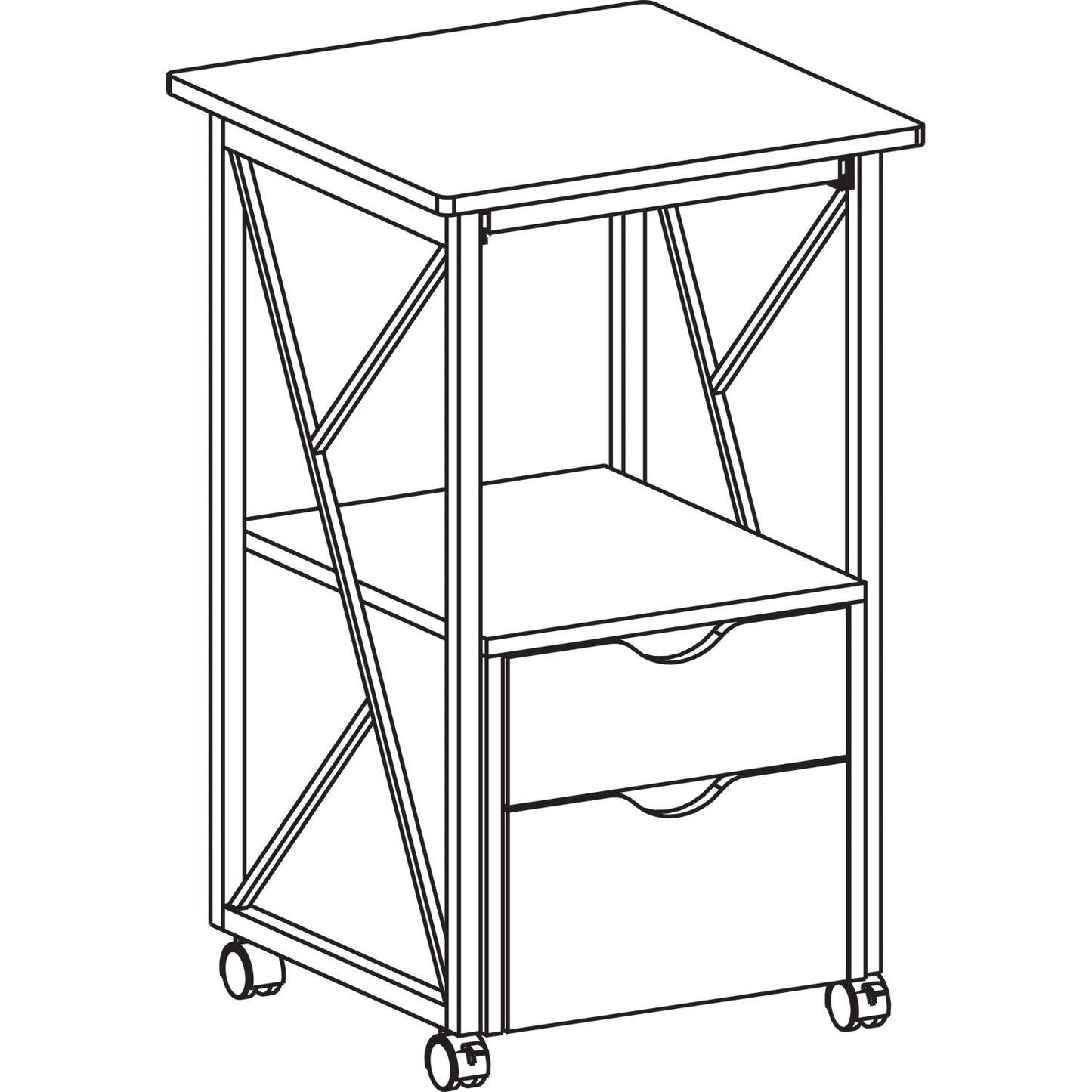 Safco Mood Storage Pedestals with Open-Format Hanging File Rack, Left or Right, 2 Drawers: Box/File, Gray, 17.75" x 17.75" x 30"