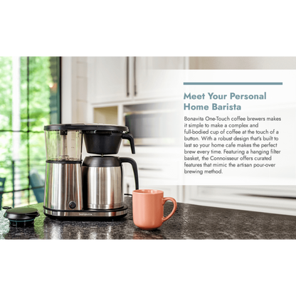 Connoisseur 8-Cup Drip Coffee Brewer One-Touch with Thermal Carafe and Hanging Basket - SCA Certified Home Brewer