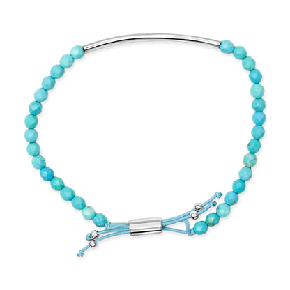 Sterling Silver Turquoise Beads Station Bracelet with Bolo Clasp