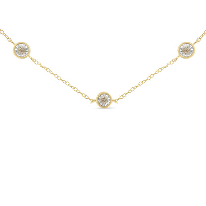 Yellow Color Plated Sterling Silver Diamond Station Necklace (1/2 cttw, K-L Color, I2-I3 Clarity)