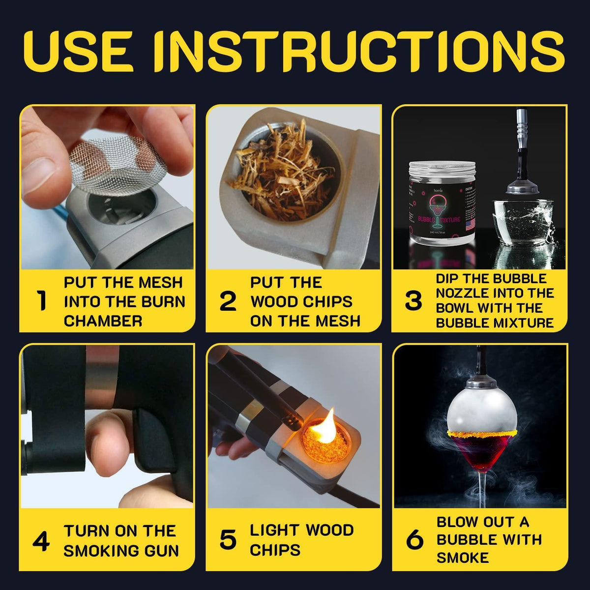 Smoking Gun Edible NONtoxic Bubble Mixture for Cocktail 2x8oz Smoker Machine