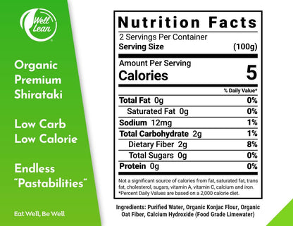 Organic Konjac Shirataki Noodles   Zero Carb Keto Pasta USDA Organic Healthy Noodles   Low Carb Pasta   100% Plant Based Ready to Eat   6 Pack (12 Servings)
