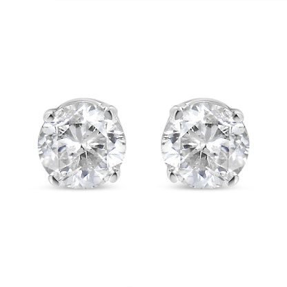 14K White Gold 5/8 Cttw Round Brilliant-Cut Lab Grown Diamond Classic 4-Prong Push back Stud Earrings (F-G Color, VS1-VS2 Clarity)