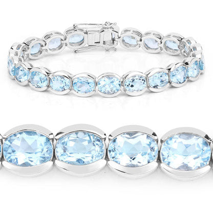44.00 Carat Genuine Blue Topaz .925 Sterling Silver Bracelet