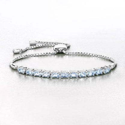 2.20 Carat Genuine Aquamarine .925 Sterling Silver Bracelet