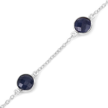 5.00 Carat Genuine Blue Sapphire .925 Sterling Silver Bracelet