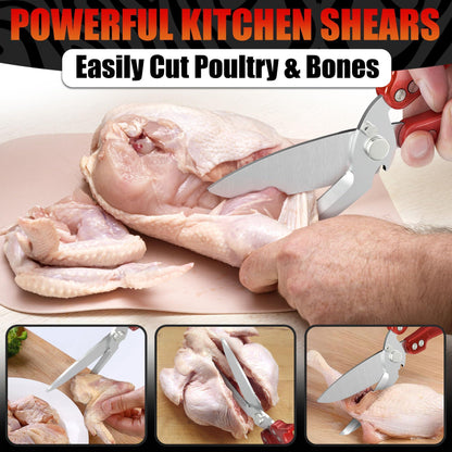 Heavy Duty Poultry Shears – Sharp Chicken Scissors with Non Slip Micro Serrated Blades Meat Cutting Scissors with Safety Lock – Multipurpose Kitchen Shears for Food Meat Fish Bone & Food Prep
