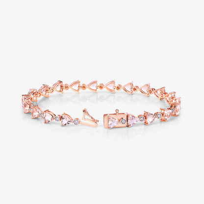 7.56 Carat Genuine Morganite and White Diamond 14K Rose Gold Bracelet