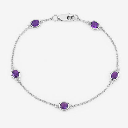 1.70 Carat Genuine Amethyst .925 Sterling Silver Bracelet