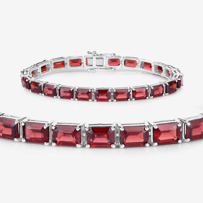 27.60 Carat Genuine Garnet .925 Sterling Silver Bracelet