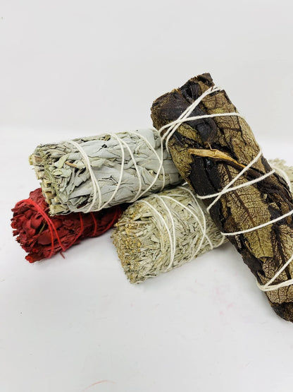 Variety Pack of White Sage Black Sage Blue Sage and Red Sage (Dragon Blood)