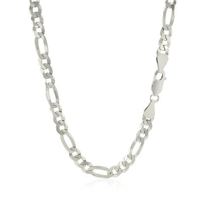 Rhodium Plated 5.5mm Sterling Silver Figaro Style Chain