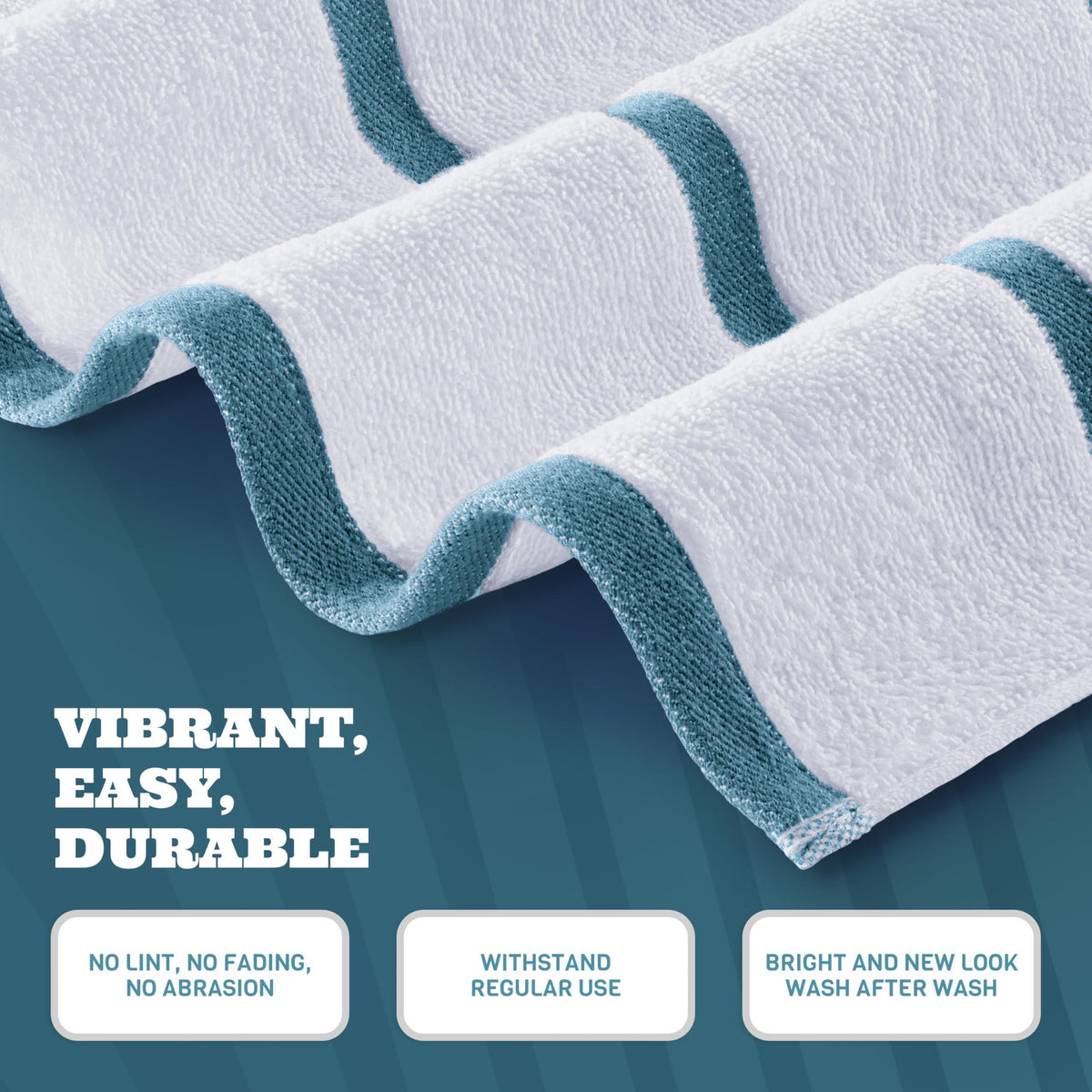 Cotton Pool Towels Oversized 35 x 70 Inch 3 Pack Ultra Absorbent and Low Lint Striped Beach Towels for Adults Stripes Design Luxury Extra Large Bath Towels Light Blue 3 Pack