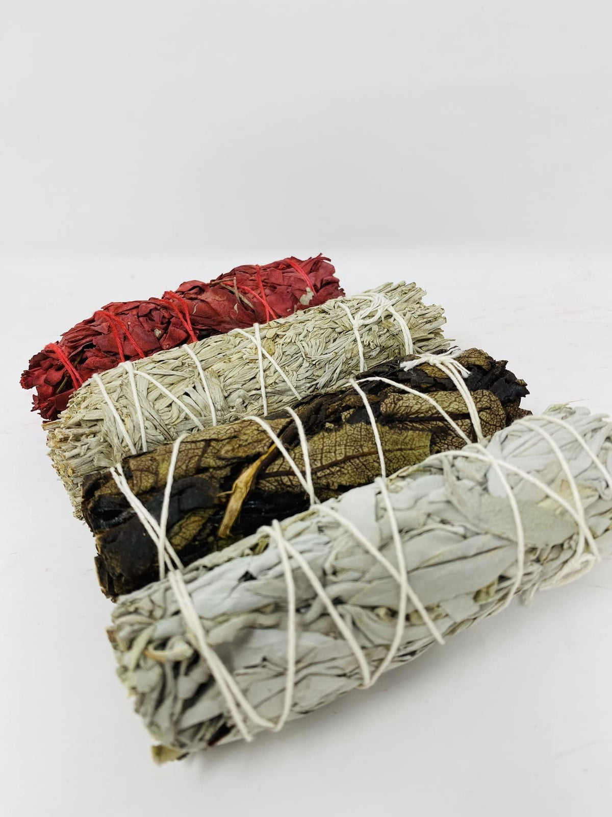 Variety Pack of White Sage Black Sage Blue Sage and Red Sage (Dragon Blood)