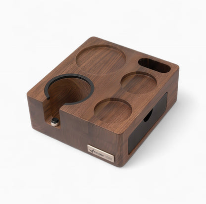 Walnut Wood Coffee Tamping Station