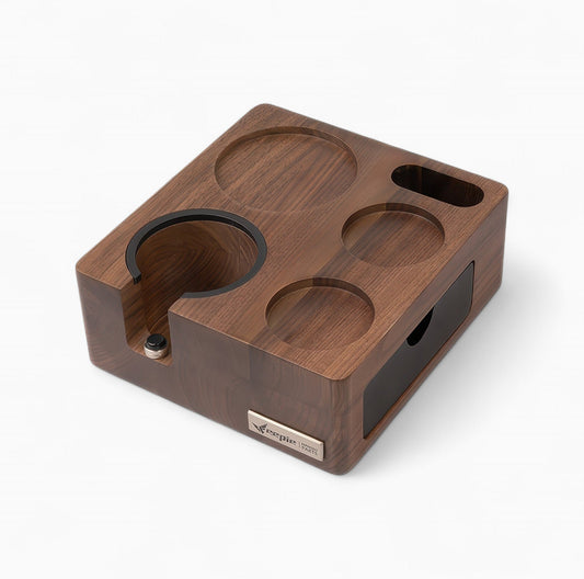 Walnut Wood Coffee Tamping Station