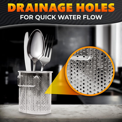 Chopstick Dishwasher Basket 3.5x2.7x3.9  – Stainless Steel Chopstick Holder for Dishwasher with Hooks Oval Design Rust Resistant Perforated Utensil Caddy for Straws Teaspoons & Small Kitchen Tools