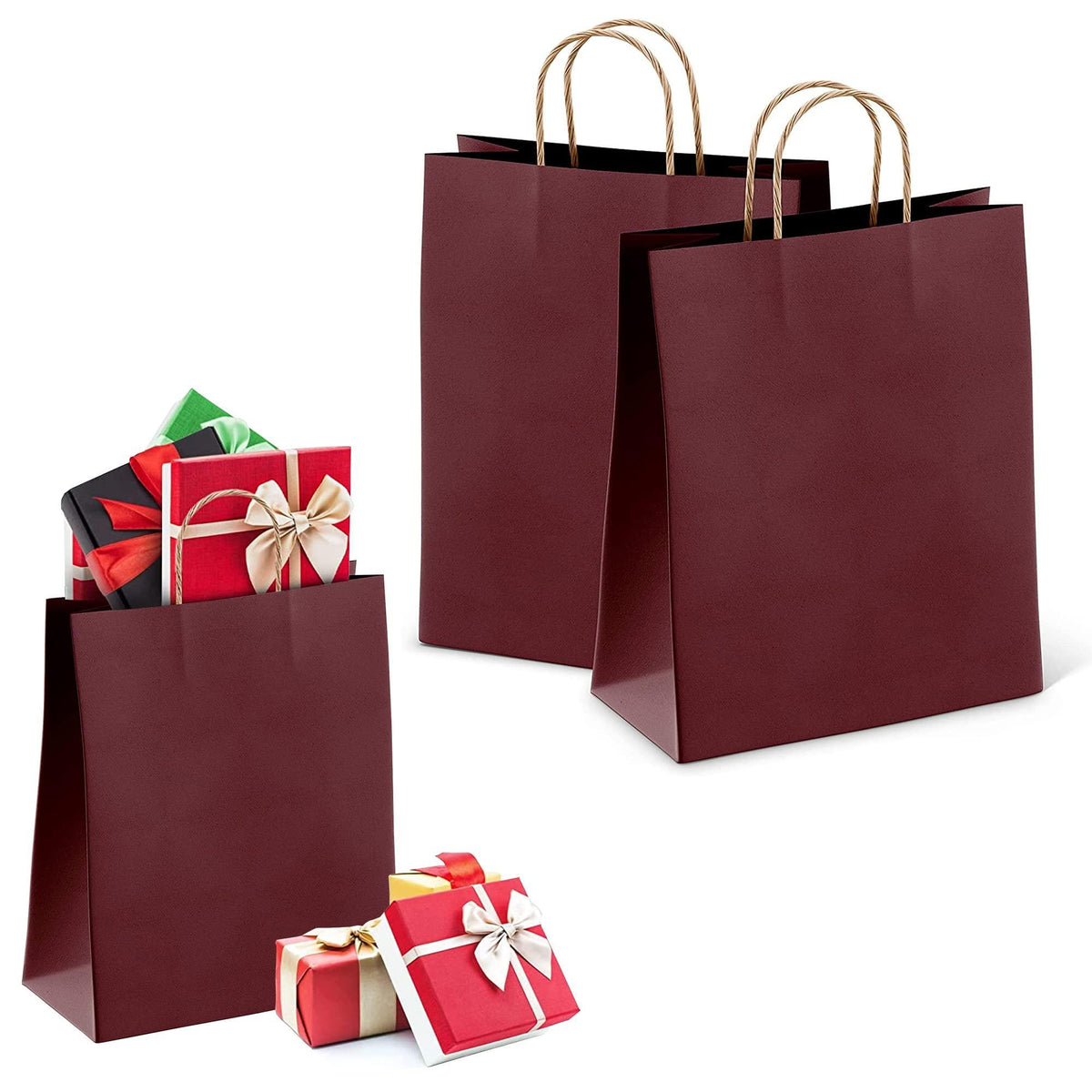 Paper Shopping Bags 8 x 4.75 x 10.5 Violet paper bags 8 x 4 3 4 x 10 1 2 by . Pack of 50 Purple Retail bags. Kraft carrier bags with handles for Shopping Merchandise Grocery. Strong Reusable.