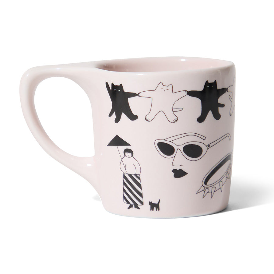 notNeutral x Katya Krasnova Lino Coffee Mug (10oz) - Cats & Tats Pink