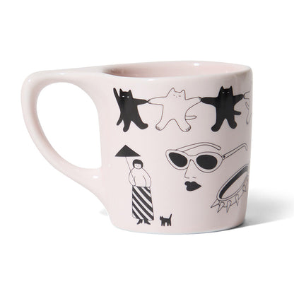 notNeutral x Katya Krasnova Lino Coffee Mug (10oz) - Cats & Tats Pink