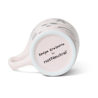 notNeutral x Katya Krasnova Lino Coffee Mug (10oz) - Cats & Tats Pink
