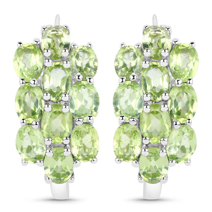 8.84 Carat Genuine Peridot .925 Sterling Silver 3 Piece Jewelry Set (Ring, Earrings, and Pendant w/ Chain)