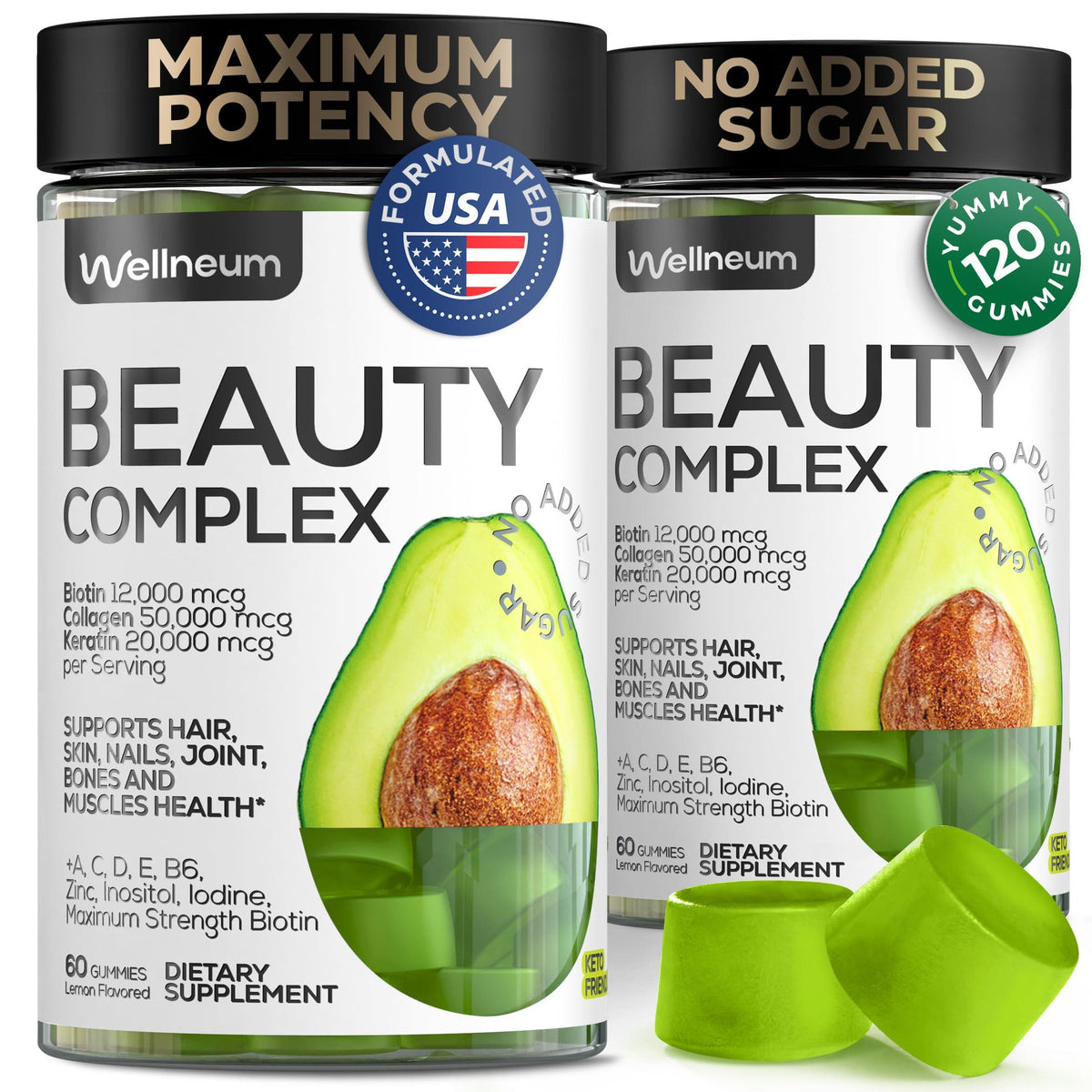 Biotin and Collagen Peptide Gummies for Hair Growth Skin and Nails 12000 Mcg   Biotin Chewables with Keratin Max Strength   Beauty Gummies for Women and Men   Sugar Free Non GMO Gummy Supplement