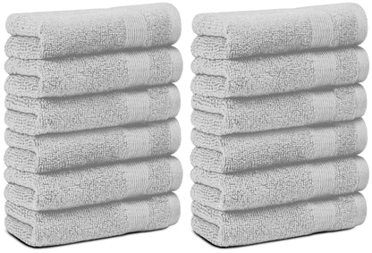 Resort Collection Soft Washcloth Face Body Towel Set 12x12 inch 12 Pack Grey