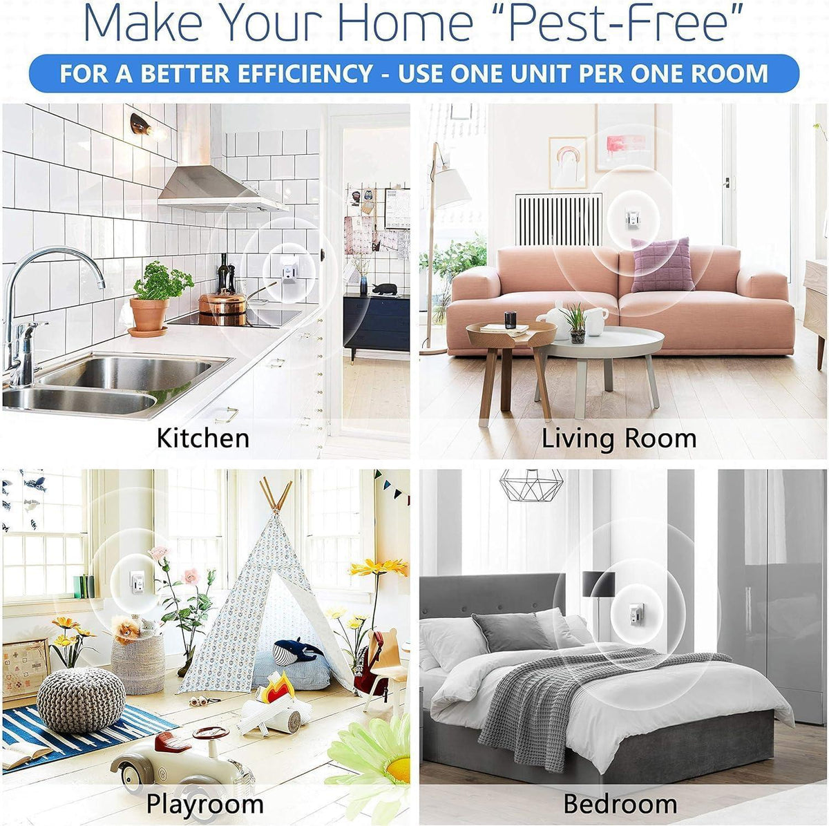 Ultrasonic Pest Control Repeller Plug in   2 Pack Device Repels Cockroach Cricket Bug Flea Fruit Flies Deterrent Ultrasound Insect Mice Roach Rat Scorpion Bat Squirrel Rodent Spider Wasp