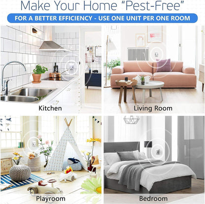 Ultrasonic Pest Control Repeller Plug in   2 Pack Device Repels Cockroach Cricket Bug Flea Fruit Flies Deterrent Ultrasound Insect Mice Roach Rat Scorpion Bat Squirrel Rodent Spider Wasp
