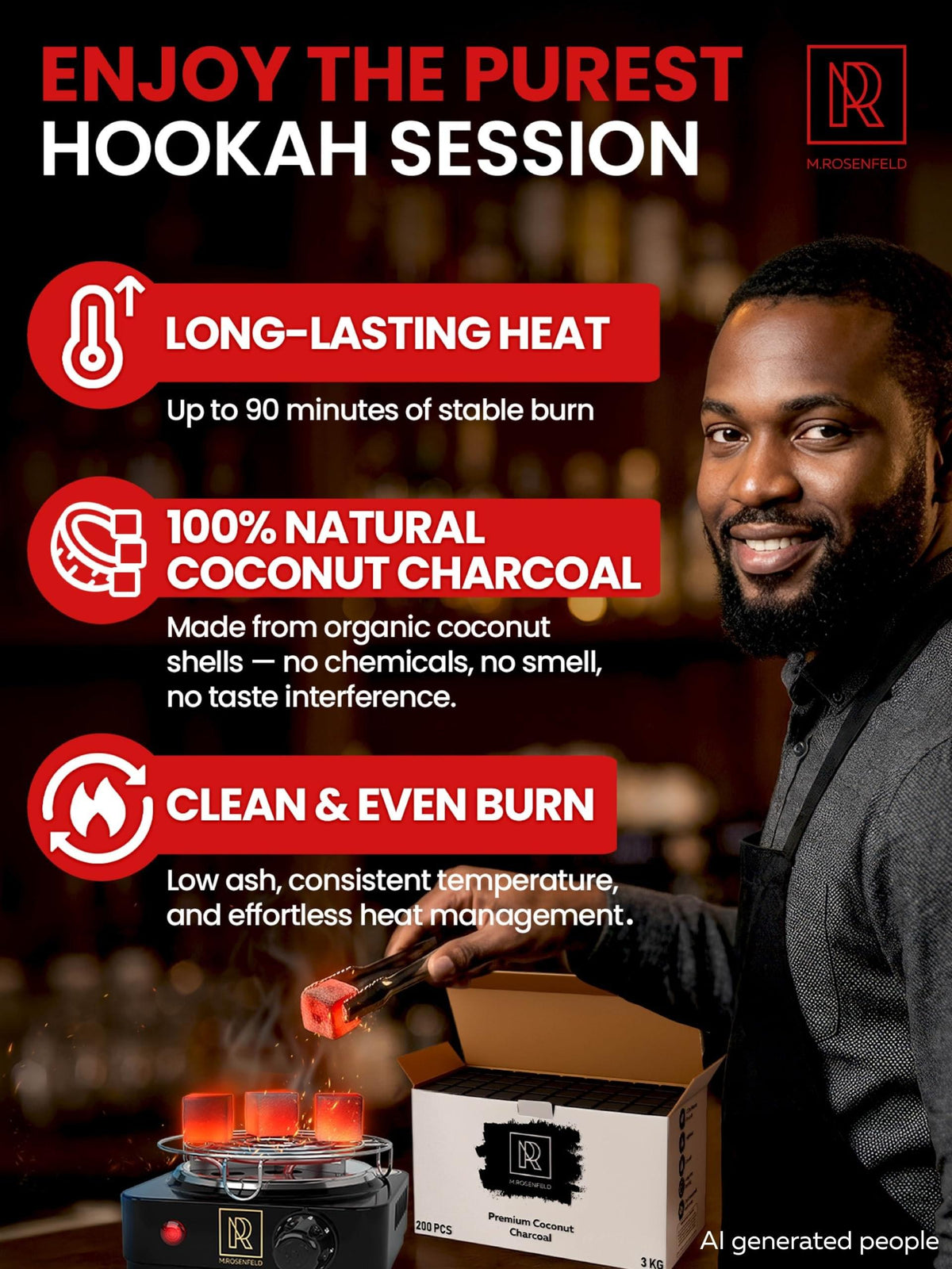 Hookah Coals Coconut  100% Natural Hookah Charcoal  Value Pack 200 Count 3 kg (6.6 lbs) of Coconut Coals for Shisha  Premium Quality 25mm Cubes Fit Heat Management Devices  NOT Quick Light