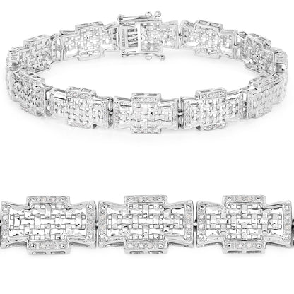 0.48 Carat Genuine White Diamond .925 Sterling Silver Bracelet