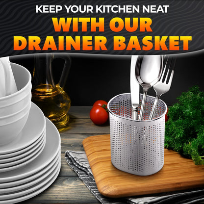Chopstick Dishwasher Basket 3.5x2.7x3.9  – Stainless Steel Chopstick Holder for Dishwasher with Hooks Oval Design Rust Resistant Perforated Utensil Caddy for Straws Teaspoons & Small Kitchen Tools