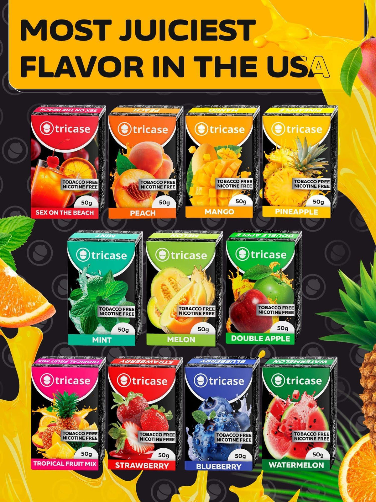 11 pcs Shisha Hookah Flavors Set 1.7 oz Each Sex on the Beach, Melon, Peach, Hookah Flavor Mint, Pineapple, Double Apple Hookah Flavor, Strawberry, Blueberry, Tropical Fruit Mix, Watermelon, Mango