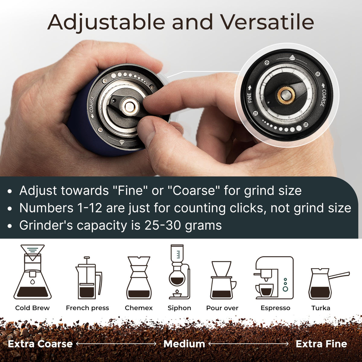 Manual Coffee Grinder, Adjustable Conical Burr, Espresso  Alpaca Ventures
