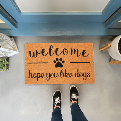 Coir Front Door mat with Hope You Like Dogs Print, 30x17x0.6