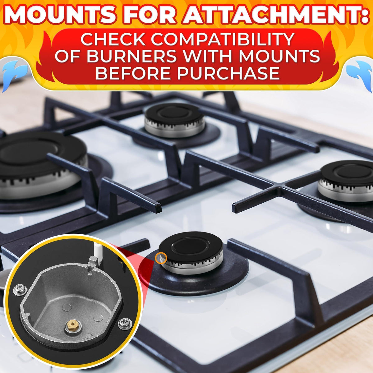 4Pcs Portable Gas Stove Burner Replacement Surface Burner Head Replacement Stove Range Gas Stove Burners Caps Black Stove Top Burner Replacement Range Burners Tops Burner Covers for Gas Stove