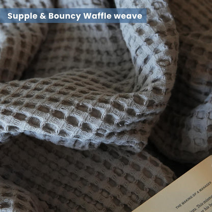 The Fine Living Co. 100% Cotton Waffle Weave Throw Blanket   Lightweight Soft and Breathable Throw Blanket for All Season  Skin Friendly Blanket for Couch Bed Sofa  50”x60” inches Mineral Gray
