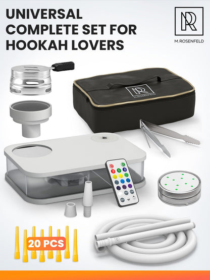 White Portable Hookah Set With Everything And Bag  Premium White Small Hookah Set For Travel with Bag Hooka Set With Charcoal Holder  Travel Shisha Set With Everything