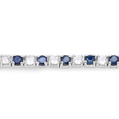 6.87 ct. t.w. Blue Sapphire and White Topaz Bracelet in Sterling Silver