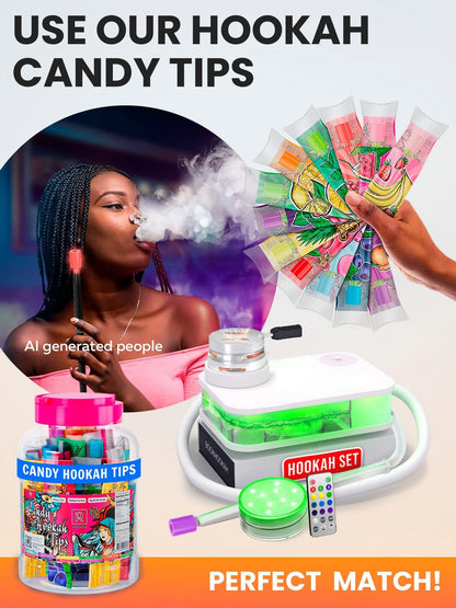 Portable Hookah Set With Everything And Case  Portable Set For Travel Flat Box  Premium WHITE Set With Charcoal Holder & Coal Cover Travel Box Set With Everything
