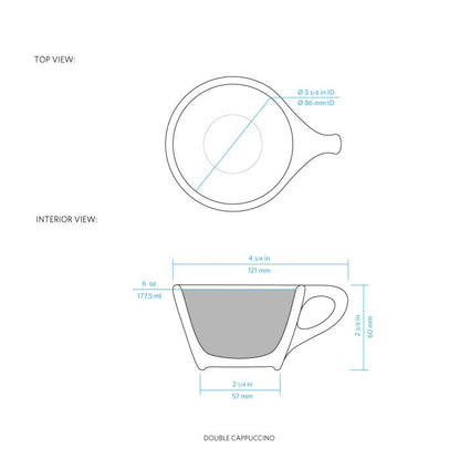 Lino Double Cappuccino Cup & Saucer - White (6oz/177ml)