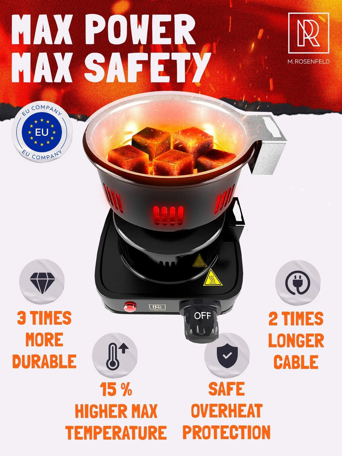 Hookah Coal Burner for Hookah – Premium FIRE Tower Multipurpose Electric Stove for Hookah Coals Burner for Shisha, Free Hookah Tongs, overheat Protection, Hookah Charcoal Burner for Hookah Cubes