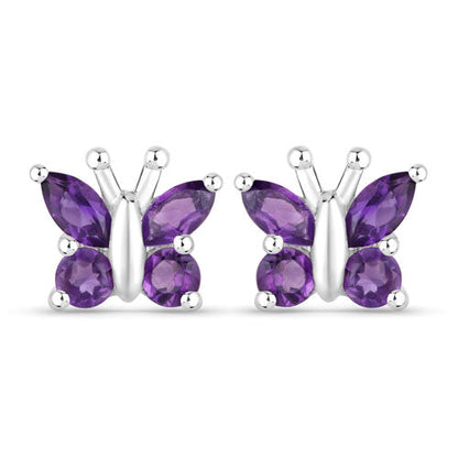 1.00 Carat Genuine Amethyst .925 Sterling Silver Earrings