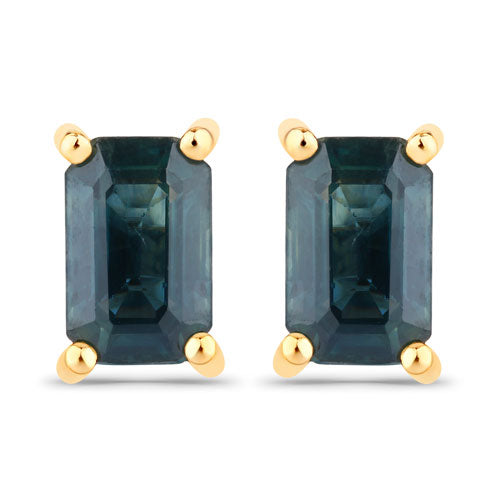 0.80 Carat Genuine Blue Sapphire 14K Yellow Gold Earrings