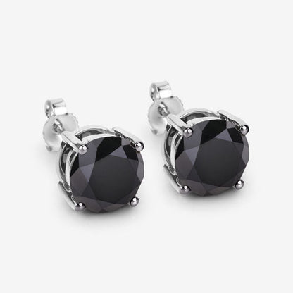 4.25 Carat Genuine Black Diamond 14K White Gold Earrings