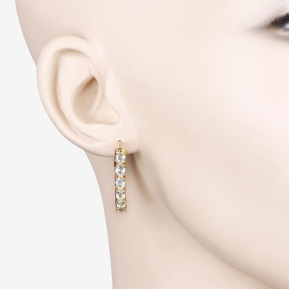 3.80 Carat Genuine Blue Topaz .925 Sterling Silver Earrings
