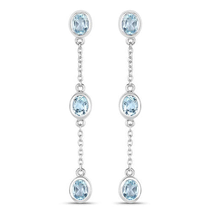 2.16 Carat Genuine Blue Topaz .925 Sterling Silver Earrings