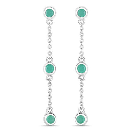 0.60 Carat Genuine Emerald .925 Sterling Silver Earrings